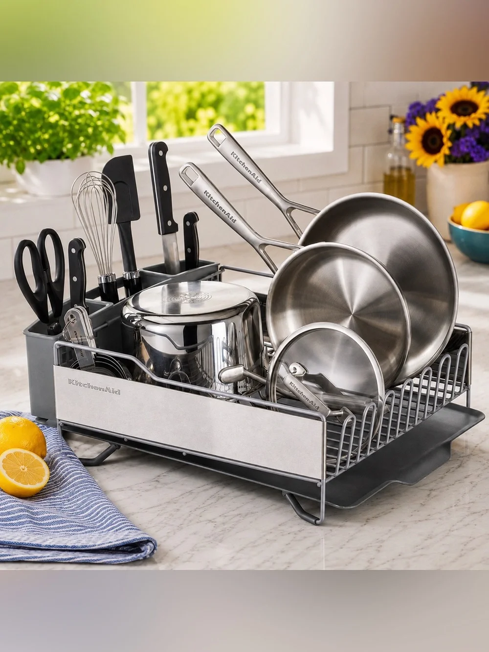 KitchenAid Full Size Stainless Steel Dish Drying Rack Contour Silver